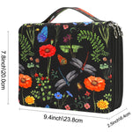 boîte crayons fleurs papillons zips 200 trous tissu polyestère moderne bleu vertclair