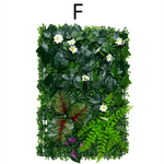 panneau végétal artificiel feuilles diverses fleurs blanches moderne décoration extérieure herbe verte opacité naturelle