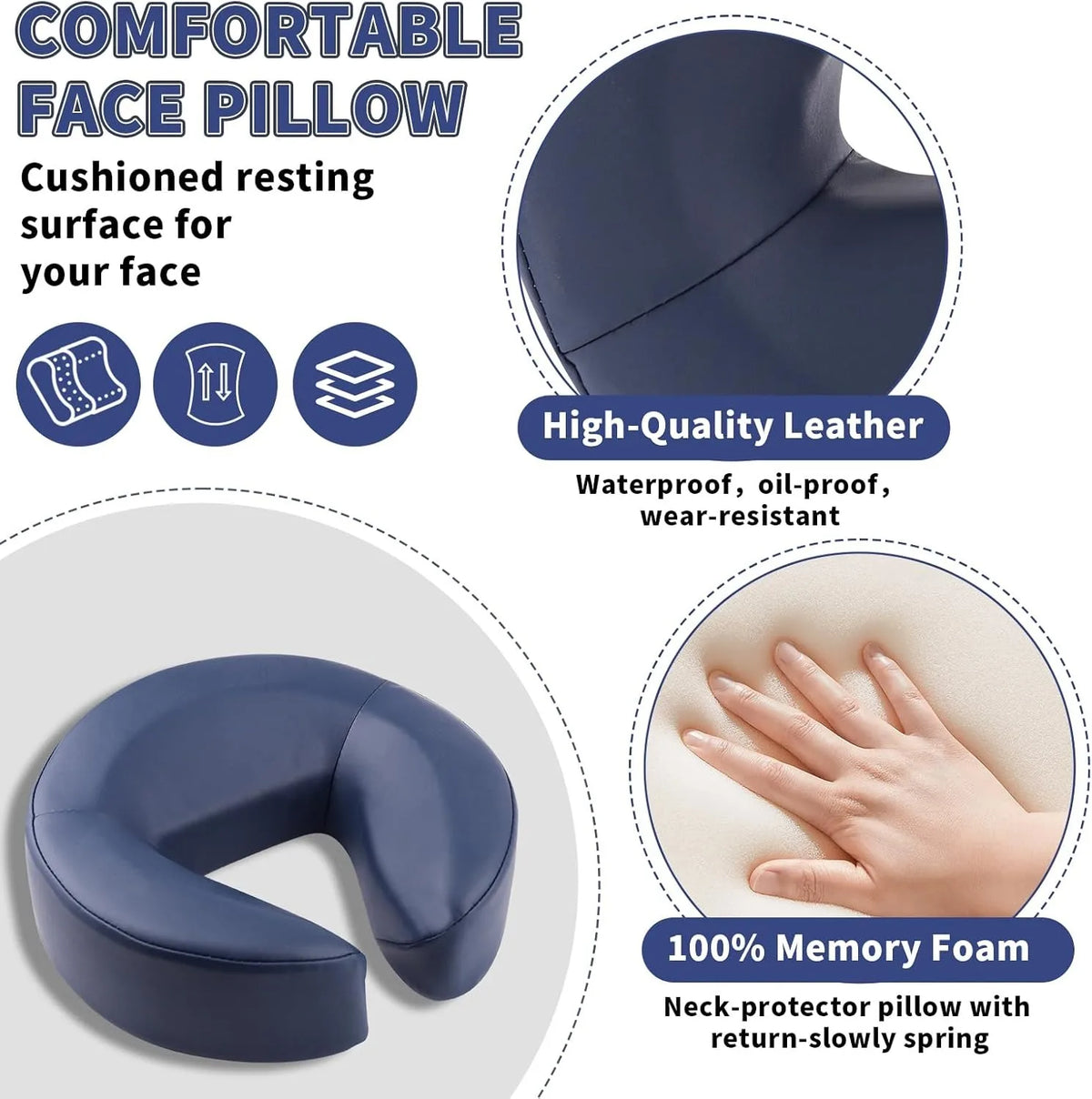 support tête massage matelas oreiller forme structure métallique réglable hauteur inclinaison minimaliste relaxation face