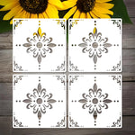 Stencil floral artisanal opacique adhésif pièces blanc détaillé peinture decoration murale