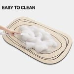 tapis bain absorbant rapide sèche facile non glissant moderne beige lignes noires minimaliste