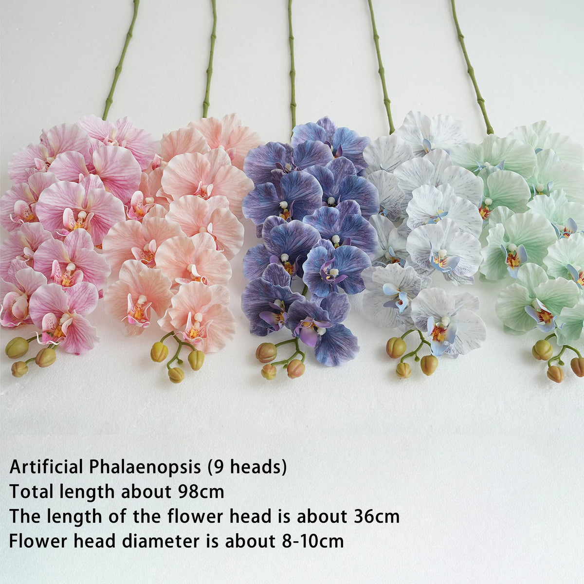 fleurs artificielles phalaenopsis têtes rose bleu violet blanc vertclair decoration interieur