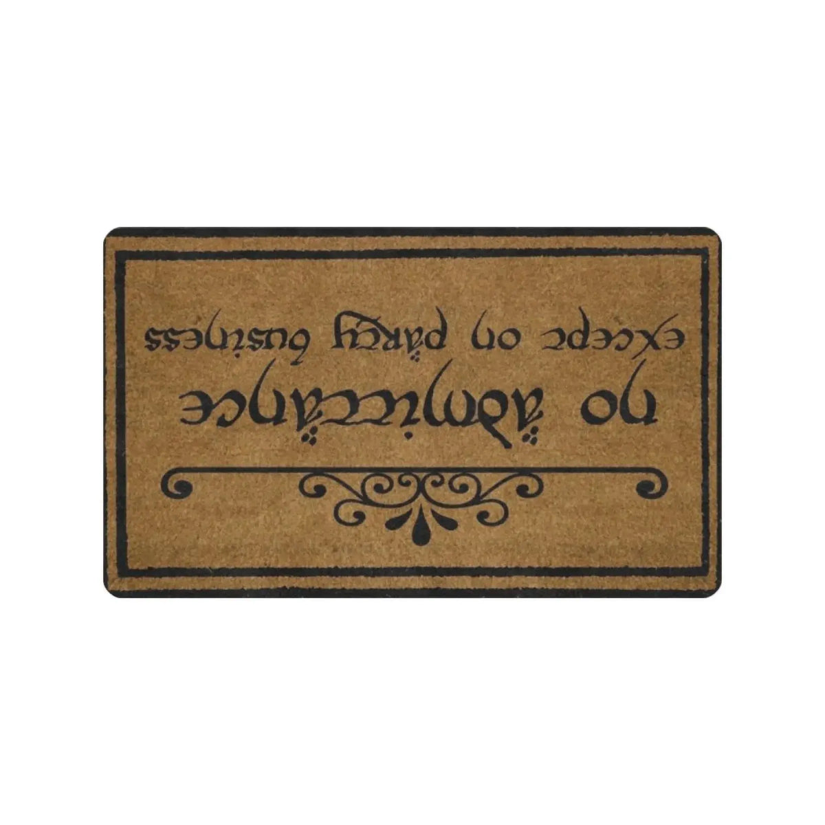 tapis d'entrée antidérapant marron lettrage noir bordure extérieur bain porte classic