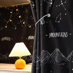 rideau lit mezzanine motif étoiles montagnes lune nuit opacité totale décoration enfantine attaches crochets