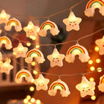 guirlande lumineuse étoiles nuages enfants blanc translucide décoration saint valentin fête auto alimentée led