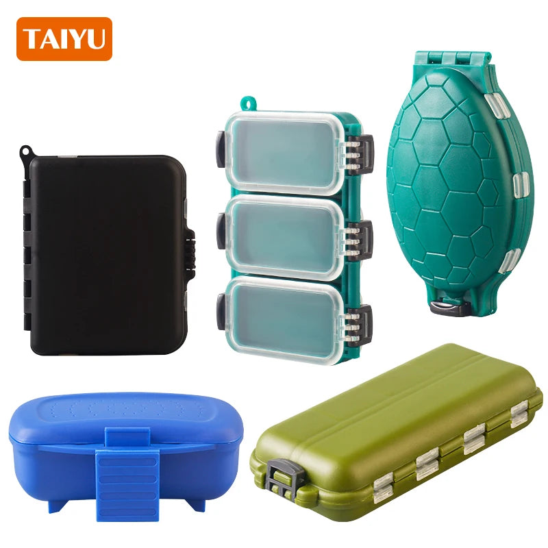 boîtes rangement pêche bleu vert noires compartiments hexagonales pratiques métal