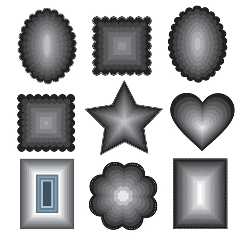 matrices découpe acier cadres décoratifs papier carton feutre formes géométriques diverses