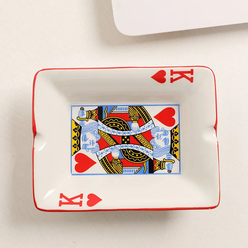 cendrier céramique blanc rouge carte cœur classique poker salon ornement cadeau homme erotique
