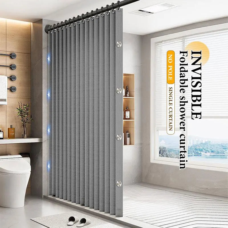 rideau douche pliable gris rayures moderne opalettés polyester tufté intimité salle bain