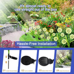 décorations solaires fleurs lumineuses vert blanc moderne extérieures jardin piquetées