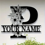 lettre décorative métal noir personnalisée fleurs papillon art mural rustique décoration intérieure maison