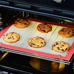 tapis cuisson silicone non stick antislip couleurs beige noir rouge texture tissée moderne clips