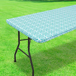 nappe table rectangulaire motif floral gris blanc pvc réutilisable moderne élégante noël camping pique