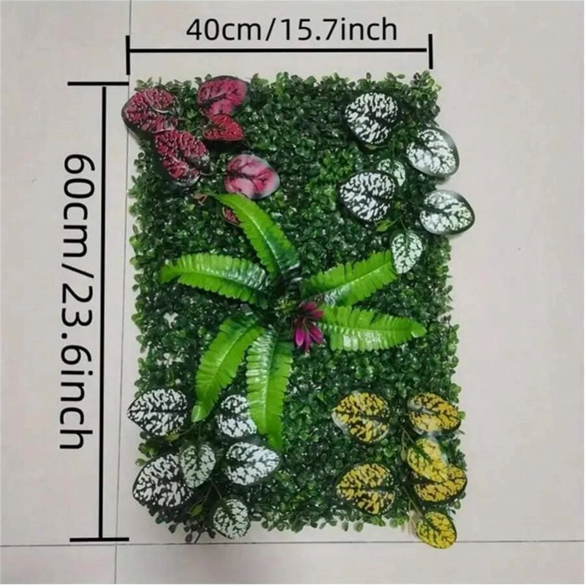 panneau mural végétal artificiel herbe feuilles fleurs décor maison anniversaire moderne vert rouge rose