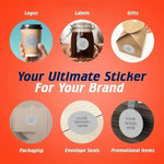 sticker personnalisable blanc adhésif 3cm 4cm 5cm imperméable logo minimaliste pack 20pcs 40pcs 80pcs