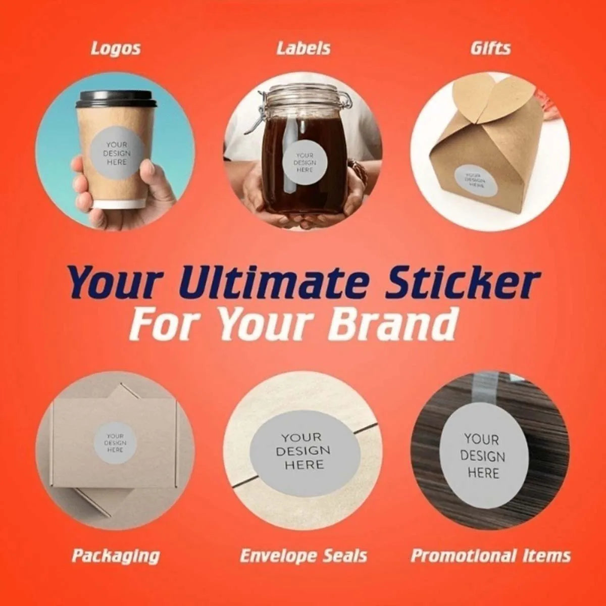 sticker personnalisable blanc adhésif 3cm 4cm 5cm imperméable logo minimaliste pack 20pcs 40pcs 80pcs