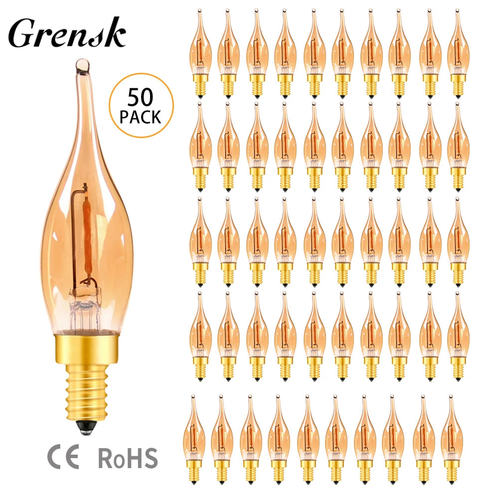 ampoule led filament or transparente base e14 vintage 360° lumineuse 25000h