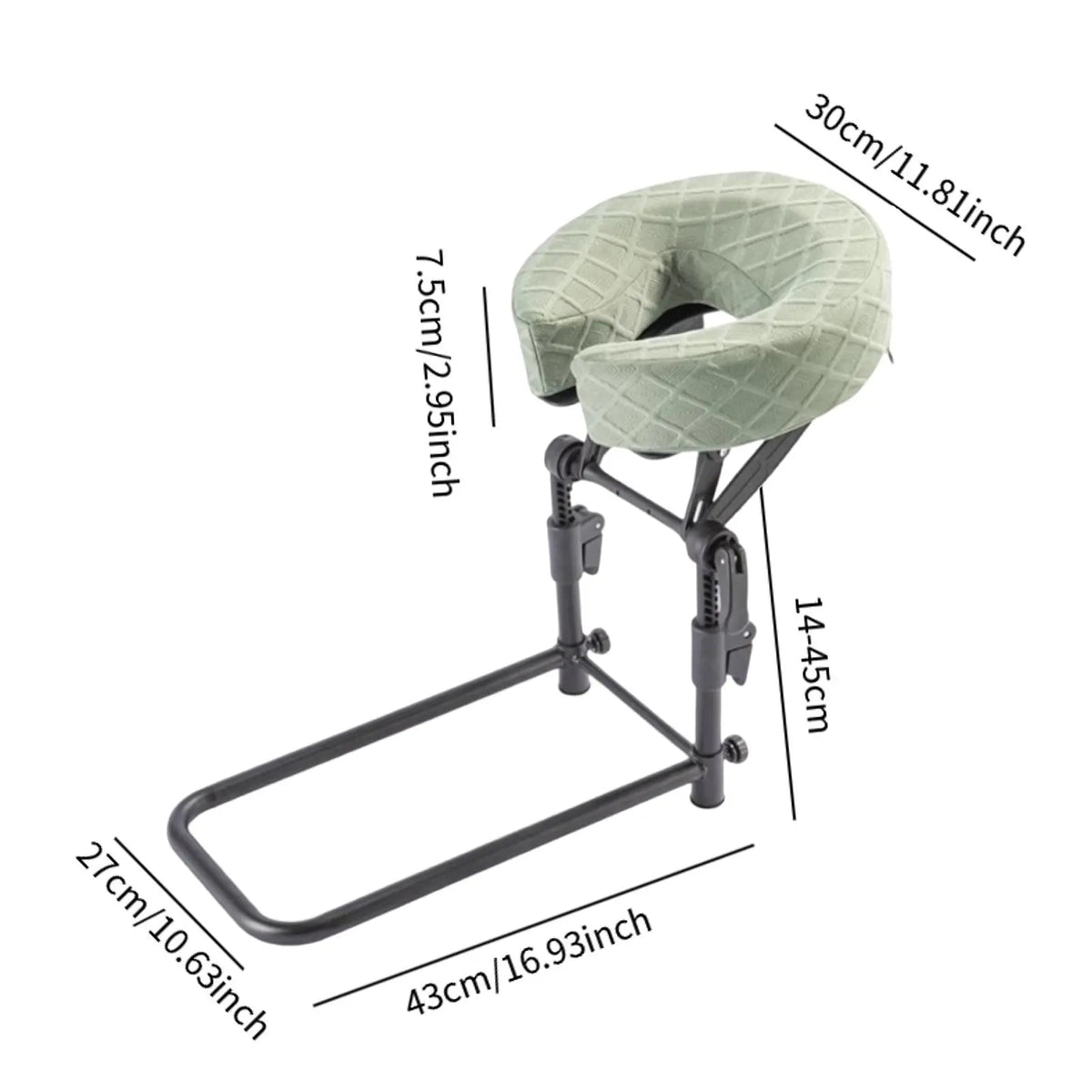 support tête massage matelas oreiller forme structure métallique réglable hauteur inclinaison minimaliste relaxation face