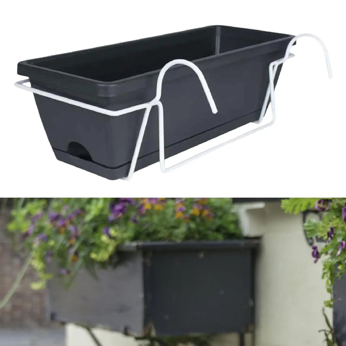 Bac fleurs suspendus moderne crochets métalliques vert foncé pot jardin
