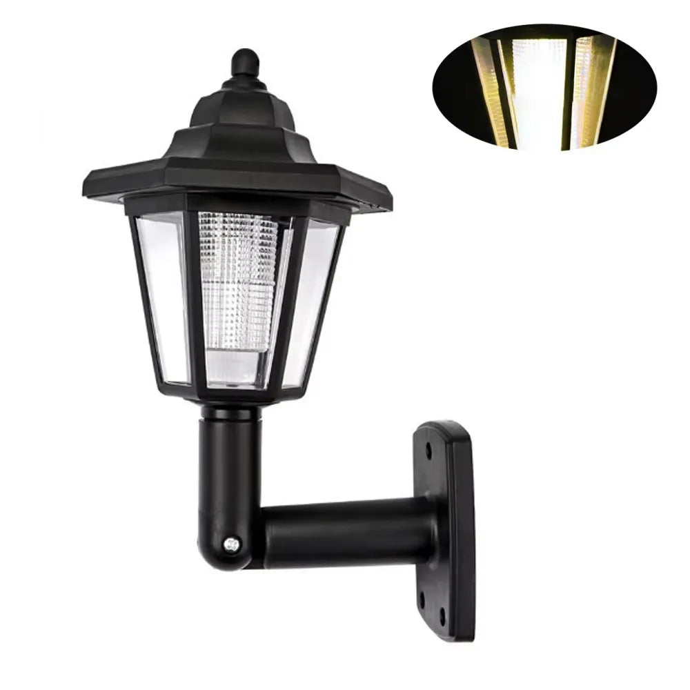 lampe murale solaire led transparente hexagonale classique noire oeilletsextérieur décoration jardindeco