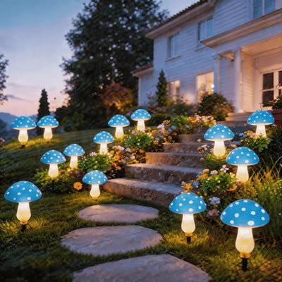 lumière solaire champignon 10 20 led bleu vert rouge orange points blancs moderneextérieurDecorationNoël