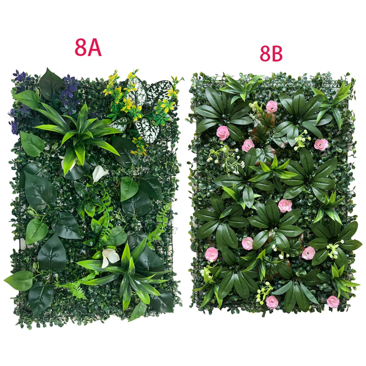 panneau mural végétal artificiel feuilles vertes fleurs roses moderne extérieur décoration mariage clôture jardin