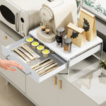 organisateur tiroir rangement vaisselle blanc moderne clips tasses capsules sucre moulu boites pots
