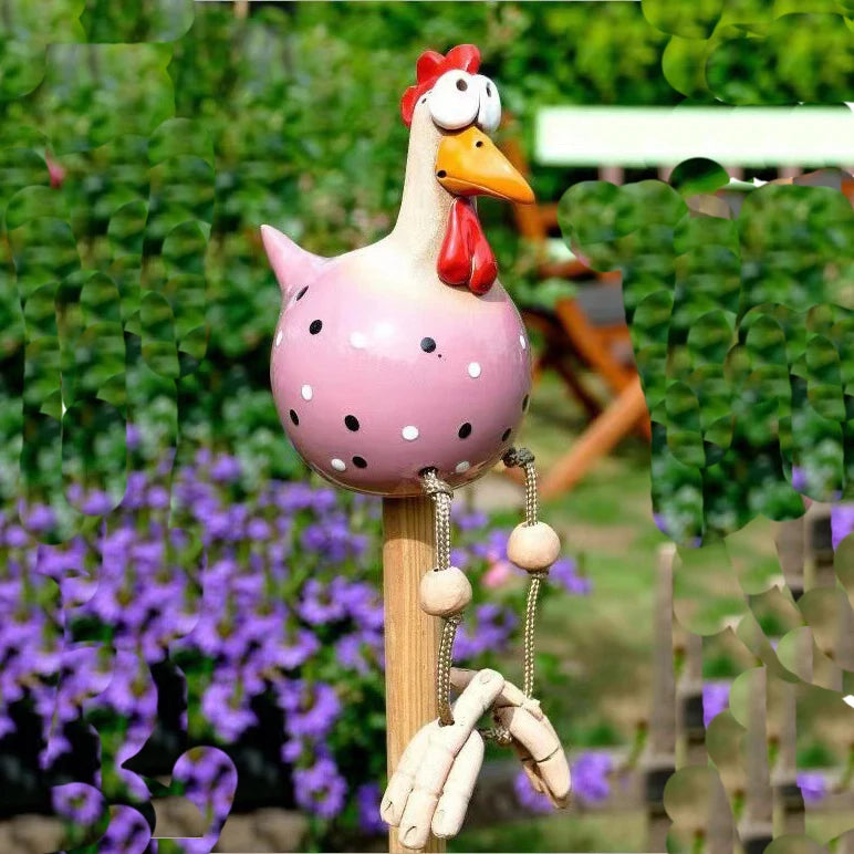 figurines poulets noir blanc rose bleu jaune gris points noirs fond clair decoratif clips