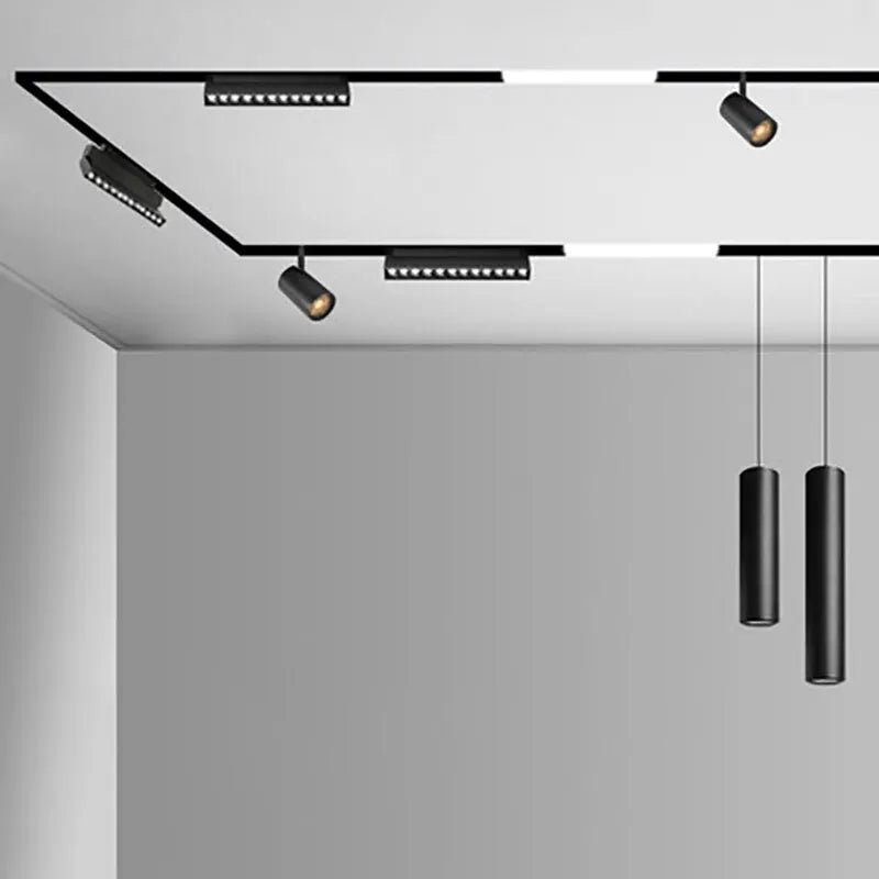 système éclairage led rail moderne noir barres lumineuses spots connecteurs dimmable 48v 220v
