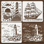 stencils peinture marins phare bateau vintage blanc art mural bricolage décorationintérieur