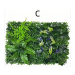 panneau végétal artificiel feuilles diverses fleurs blanches moderne décoration extérieure herbe verte opacité naturelle