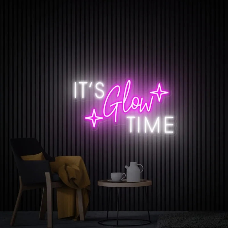 néon lumineux moderne IT'S Glow TIME étoiles rose blanc bleu chambre décoration usb alimenté