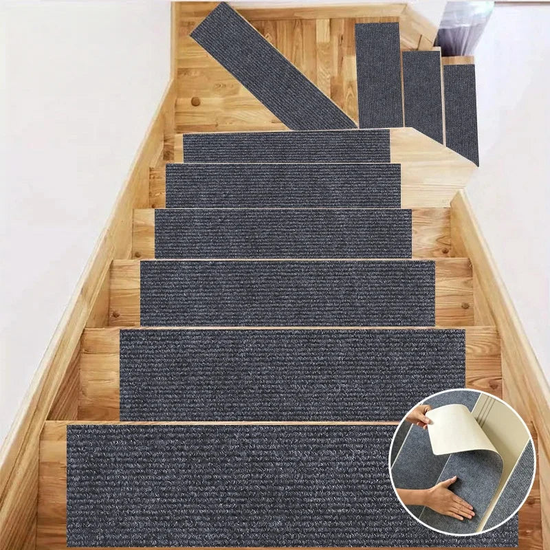 tapis marches escalier antidérapants moderne adhésif gris beige texturé absorbant 80x20cm