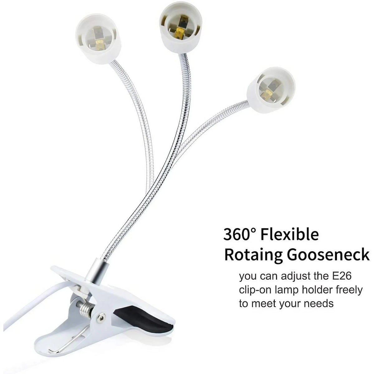 lampe pince flexible blanc moderne socle E27 interrupteur filaire prise US EU minimaliste