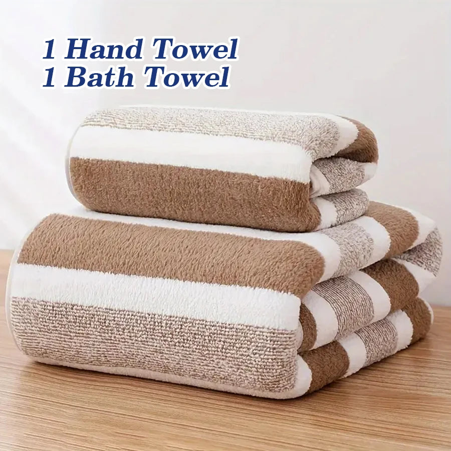 serviettes bain ultra douces super absorbantes séchage rapide rayures horizontales modernes gris blanc vert