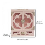 armoire bijoux blanc rose ornements floraux compartiments poignées décoratives classique baroqueversible lumière cosmétiques