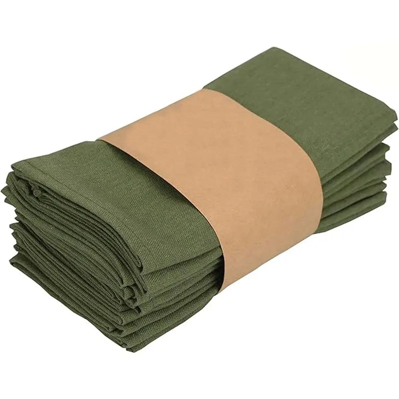 serviettes table noël vert olive blanc motifs décoratifs 40x40cm réutilisables festive