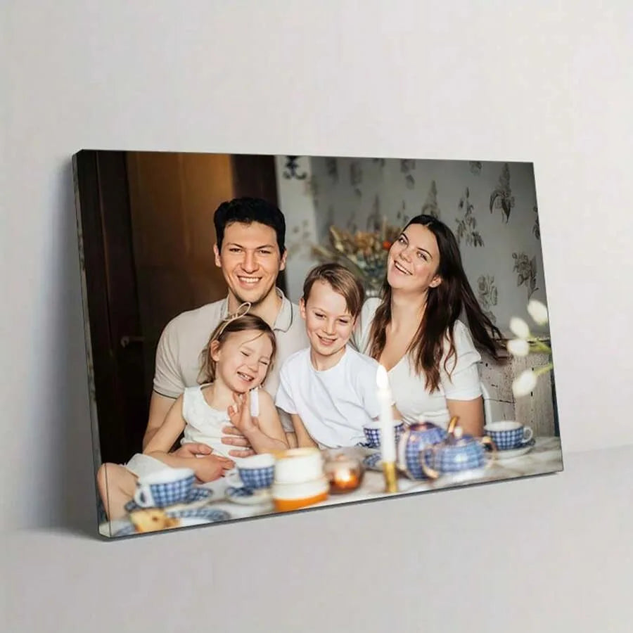 cadre photo personnalisable famille souriante moderne transparent clips inclusion guide