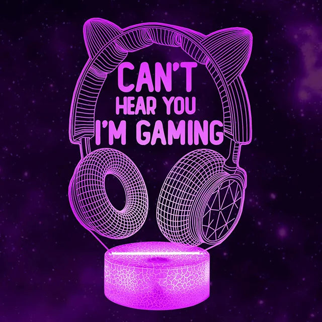lampe led 3d casque audio oreilles chat veilleuse chambre enfant décoration lumineuse