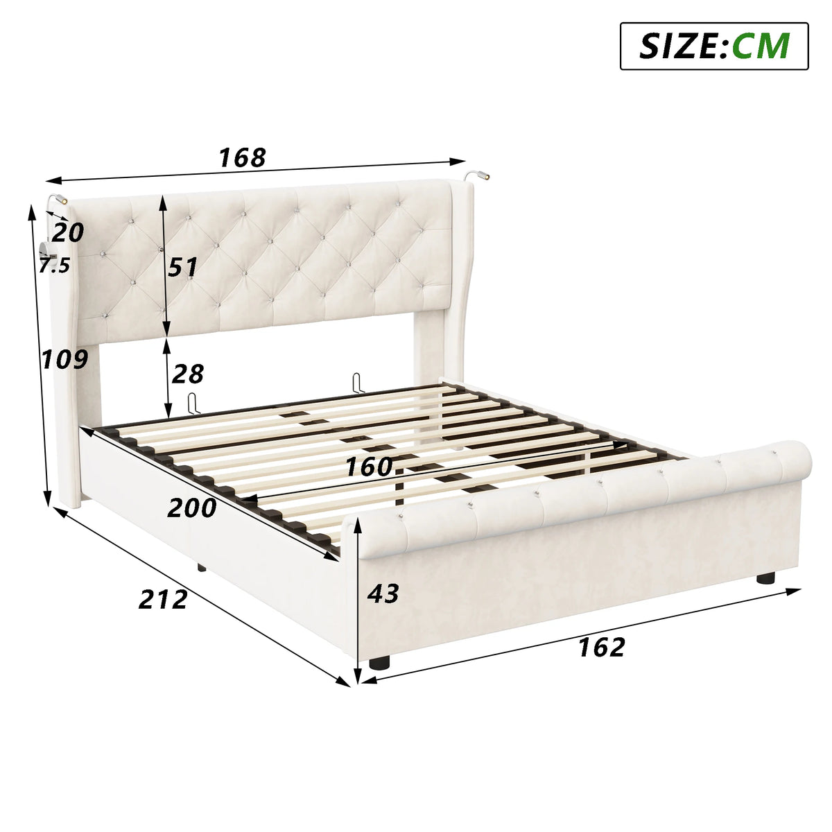 Détail du capitonnage en losanges et des clous décoratifs sur le lit