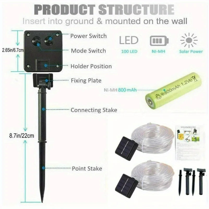guirlande lumineuse solaire led multicolore moderne 7m 50leds 12m 100ledsextérieur festive decoration noel