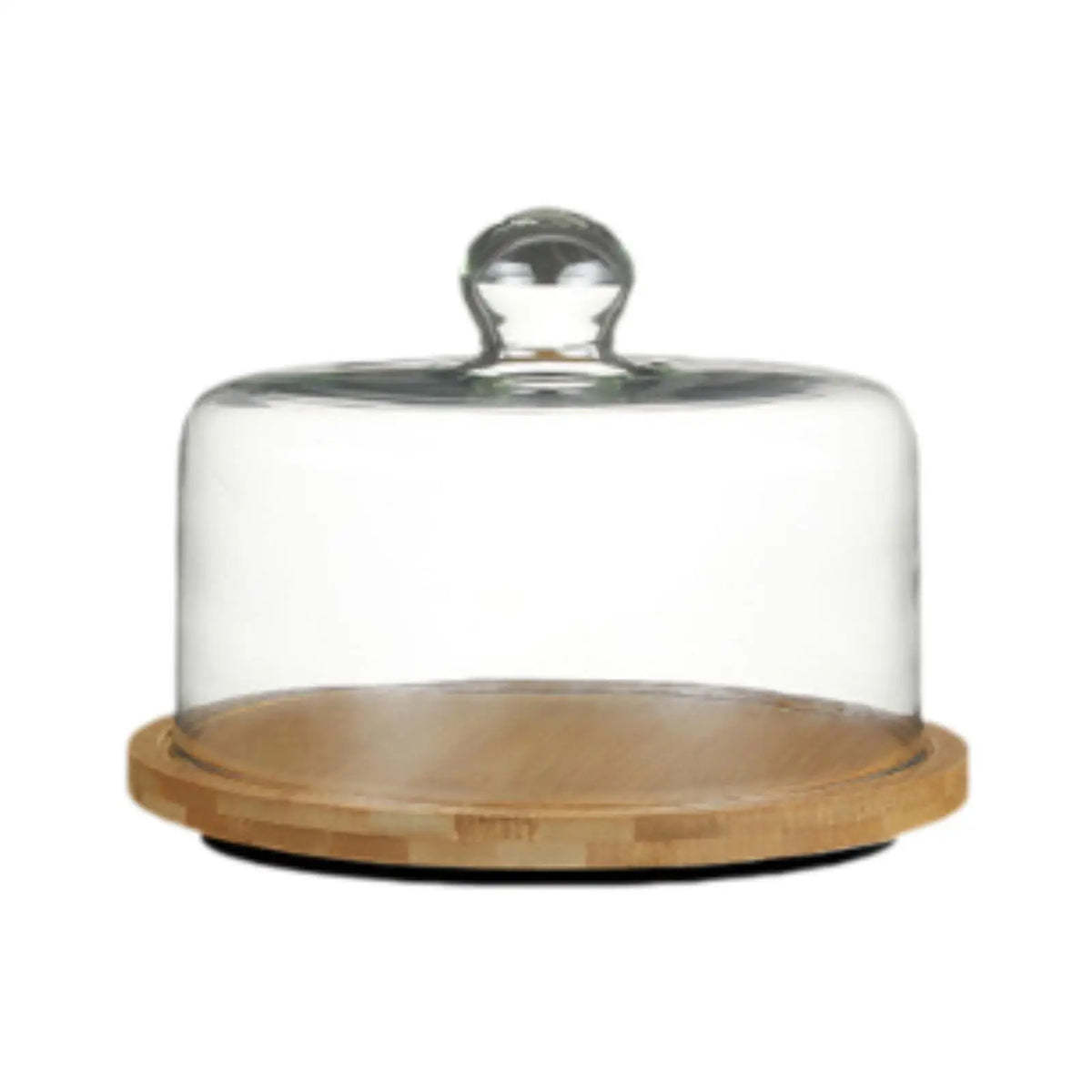 cloche verre couvercle service plateau d'exposition transparente base bois lisse moderne minimaliste