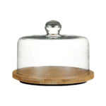 cloche verre couvercle service plateau d'exposition transparente base bois lisse moderne minimaliste