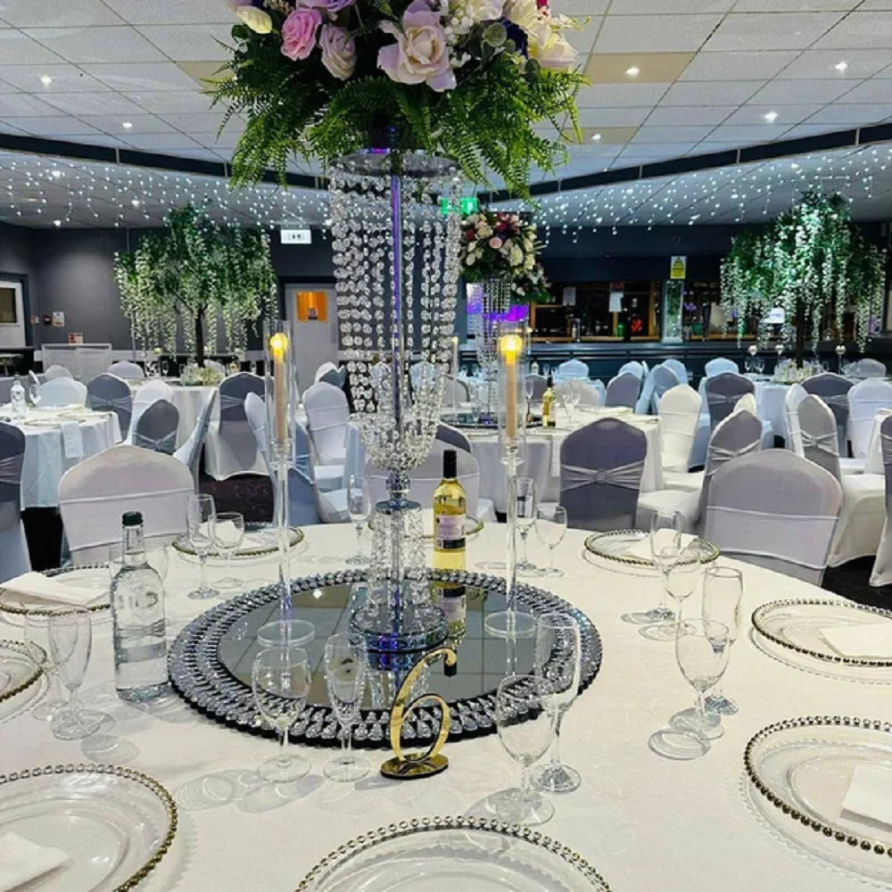 décoration mariage argenté chiffres décoratifs table moderne script fleurs numéros translucent base circulaire