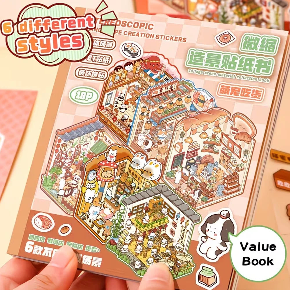 livre stickers scènes animaux mignons scènes maison diy stickers réutilisables couleurs multicolores illustrations détaillées
