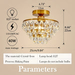 lampe suspendue dorée cristal brillantes élégante transparente chambre salle manger