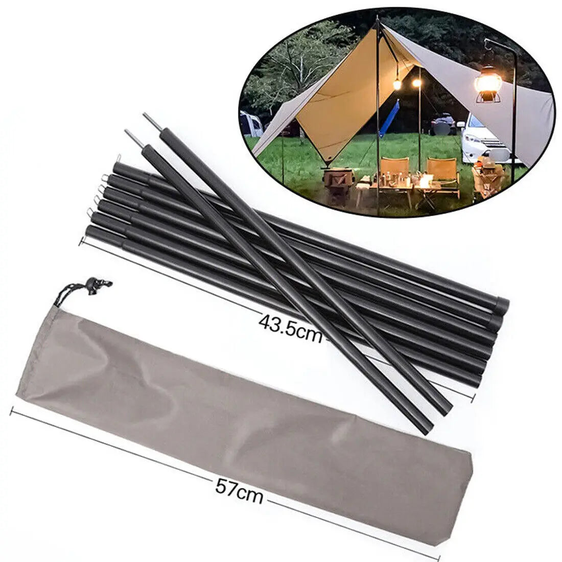 Poteaux utilisés pour une tente de camping en plein air