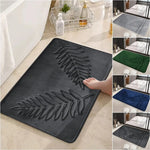 tapis sol mousse mémoire forme bleu marine gris vert feuilles palmier relief moderne large