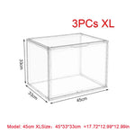 boîtes rangement transparentes grandes capacités poignées divers objets figurines collections livres minimalistes