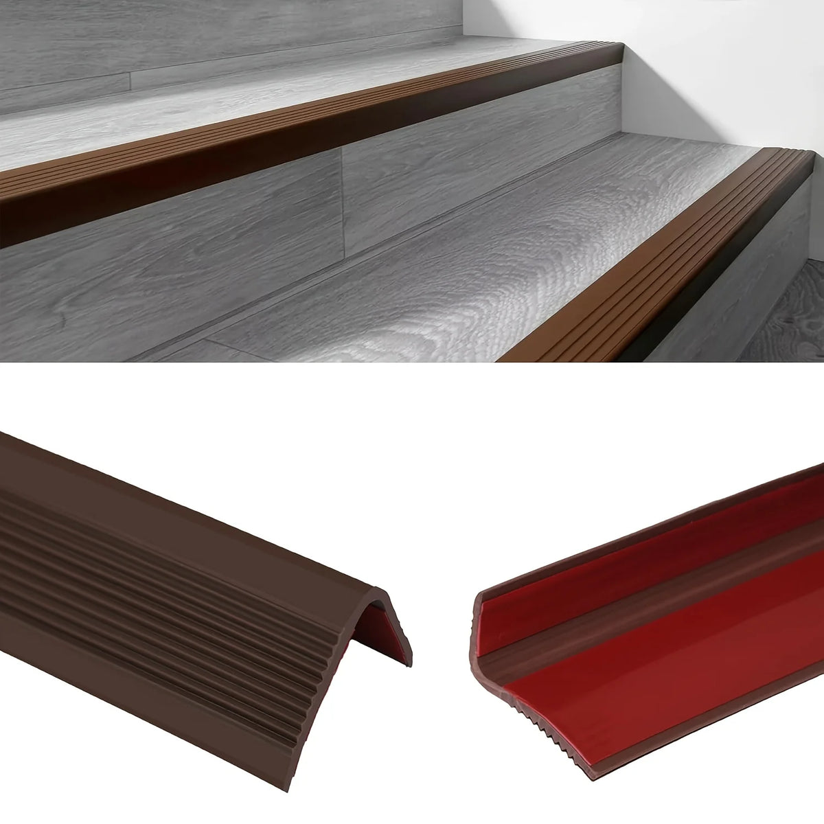 protections marches escalier pvc antidérapantes bandes adhésives texturées noir gris moderne minimaliste 78.74 pouces
